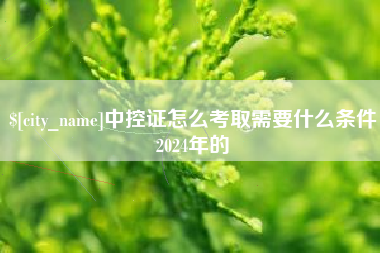 宁国中控证怎么考取需要什么条件2024年的